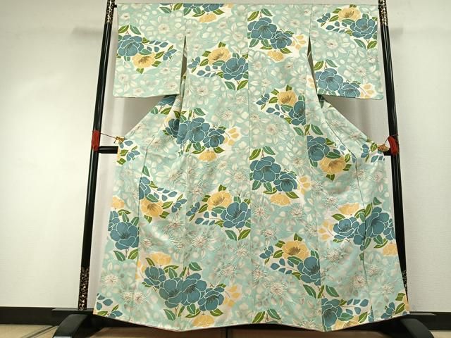 平和屋着物●上質な小紋　絞り　草花文　正絹　逸品　AABI1622fy
