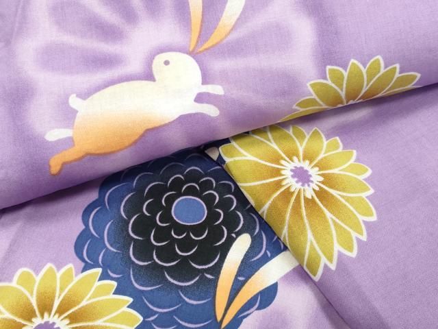 平和屋着物∴夏物　浴衣　跳兎花文　綿　逸品　CABG4029gh