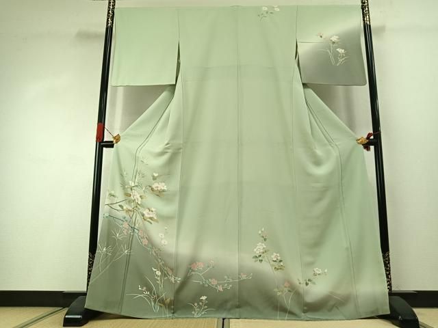 平和屋着物●訪問着 友禅 枝花文 暈し染め 正絹 逸品 AABI1627fy