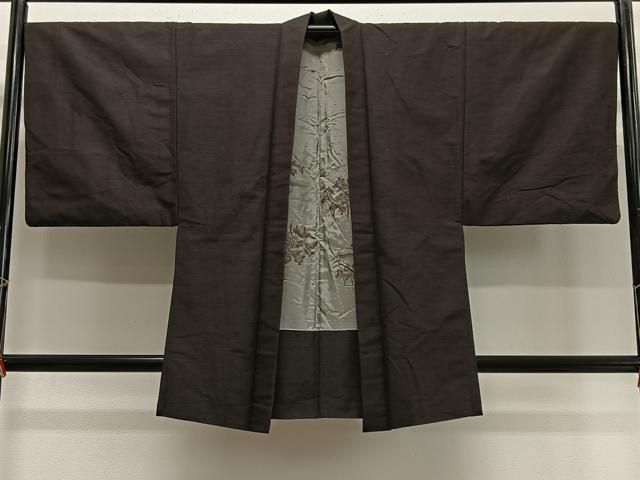 平和屋着物∞男性　羽織　紬地　網代織　正絹　逸品　CABG3660ua