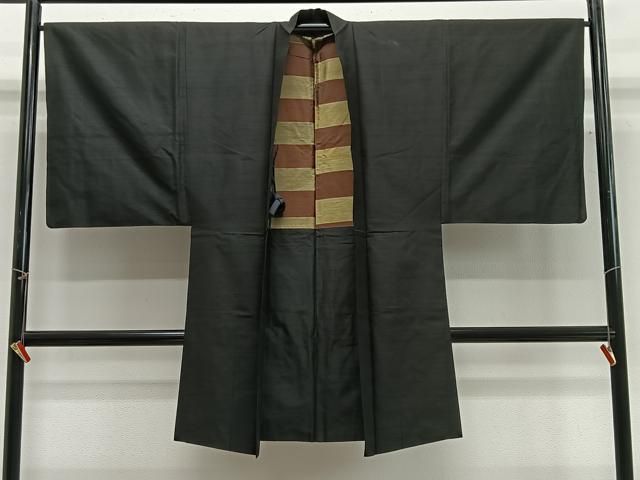 平和屋着物＃男性 長羽織 紬地 黒色 正絹 逸品 CABG3664ua - メルカリ