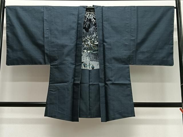 平和屋着物＃男性 長羽織 紬地 80亀甲 総詰め 正絹 逸品 CABG3673ua
