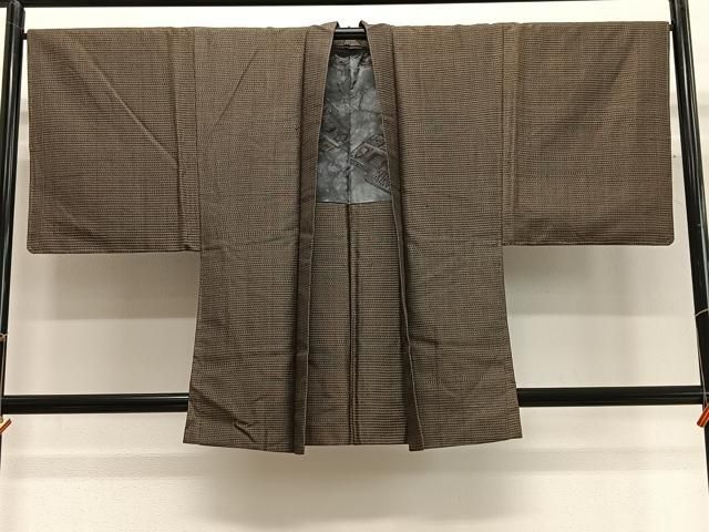 平和屋着物＃男性　羽織　本場大島紬　亀甲文様　正絹　逸品　CABG3672ua