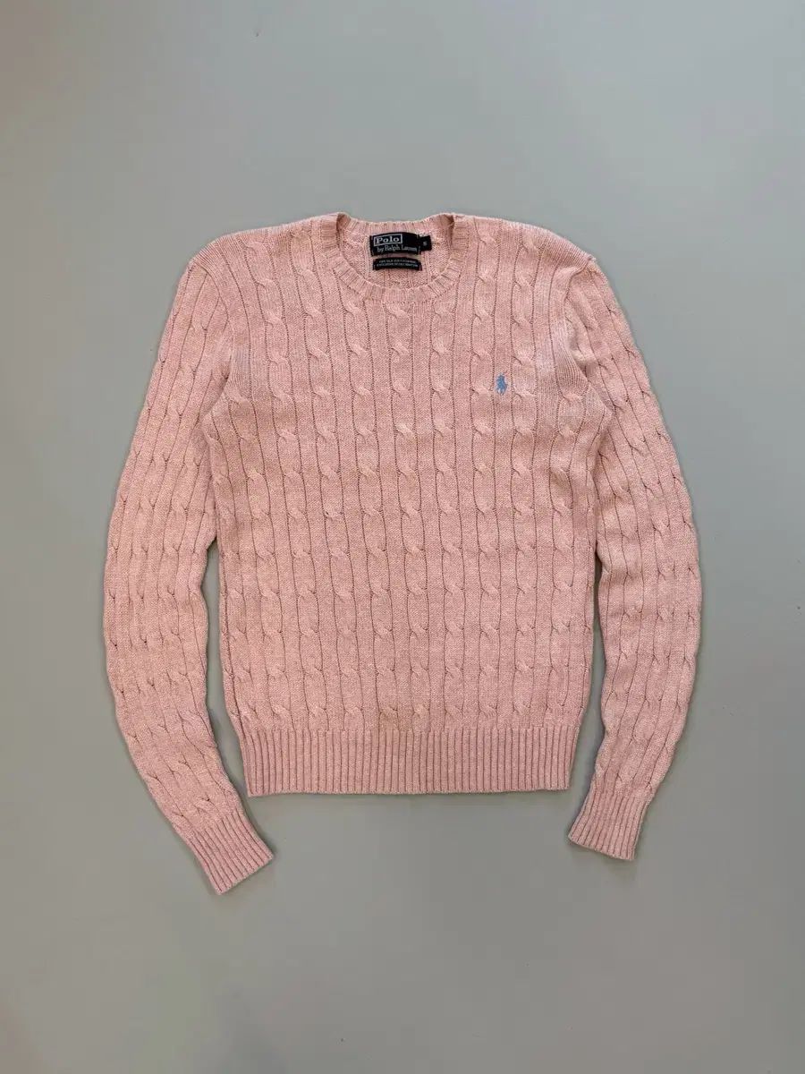 ポロ ラルフローレン ルーズフィット シルク カシミア ピンク ケーブル ニット