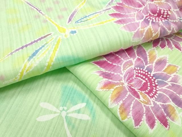 平和屋着物∴夏物　浴衣　トンボ　舞花文　綿　逸品　CABG4043gh