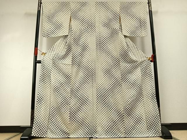 平和屋着物●上質な小紋　幾何学文様　正絹　逸品　AABI1650fy