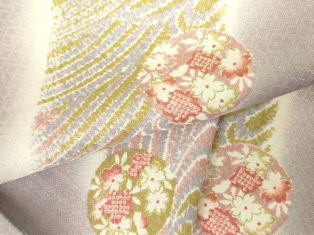平和屋着物▽小紋　単衣　流水桜文　洗える着物　DABF3111op 16,380円