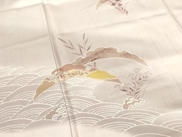 平和屋着物▽訪問着 単衣 刺繍 雪芝花文 暈し染め 金彩 正絹 逸品
