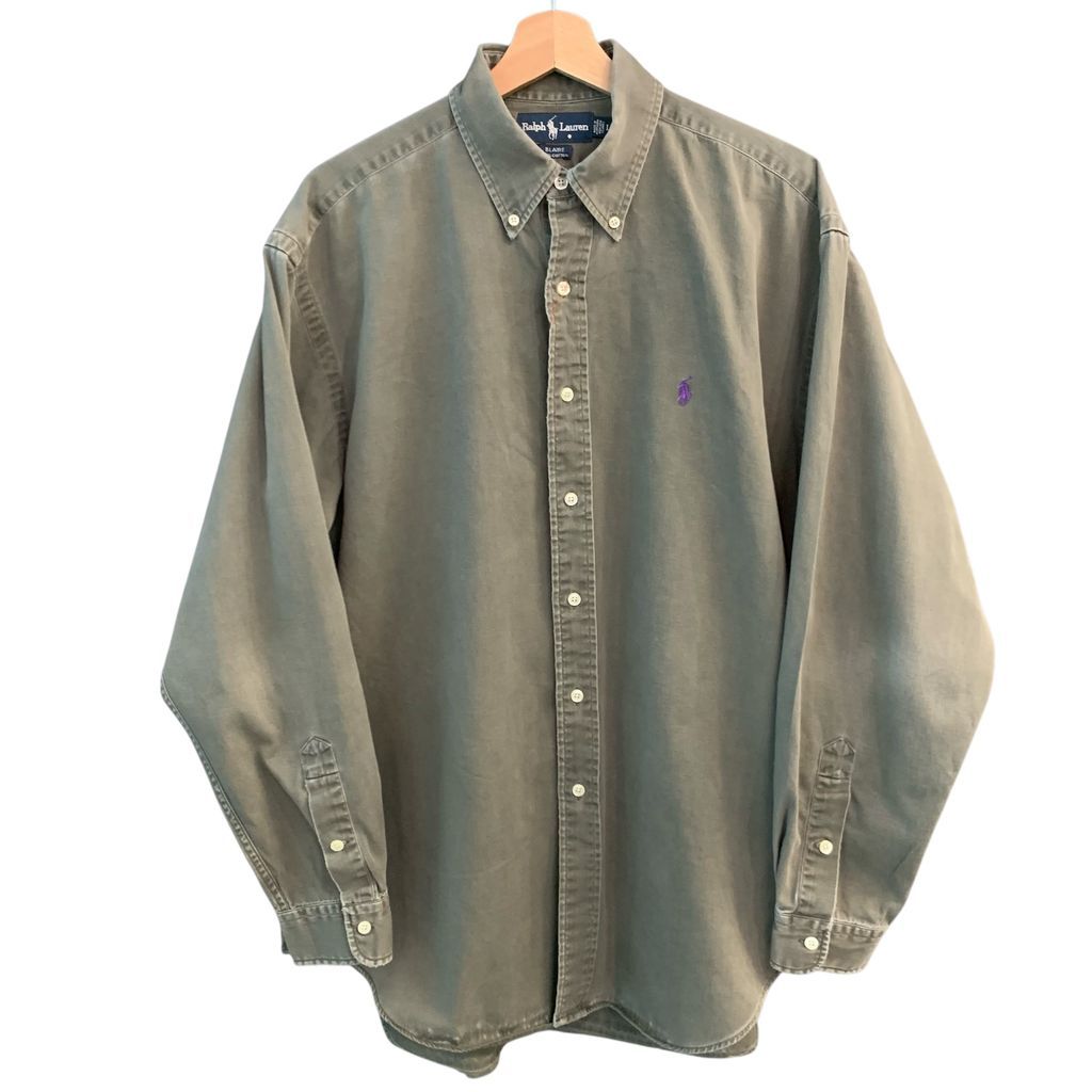 90's ラルフローレン Ralph Lauren ラルフ BLAIRE ブレア BD ボタウンダウン 長袖 シャツ ブラック フェード No.I889