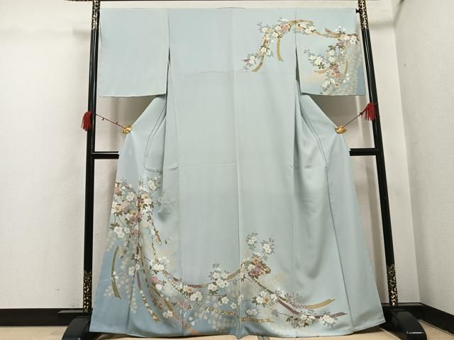 平和屋着物●訪問着 枝花文 暈し染め 金彩 正絹 逸品 未使用 AABI6266ph