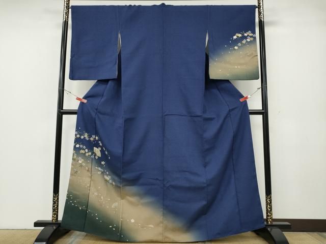 平和屋着物●訪問着　流水扇面枝桜文　暈し染め　金銀彩　正絹　逸品　CABG5358ut