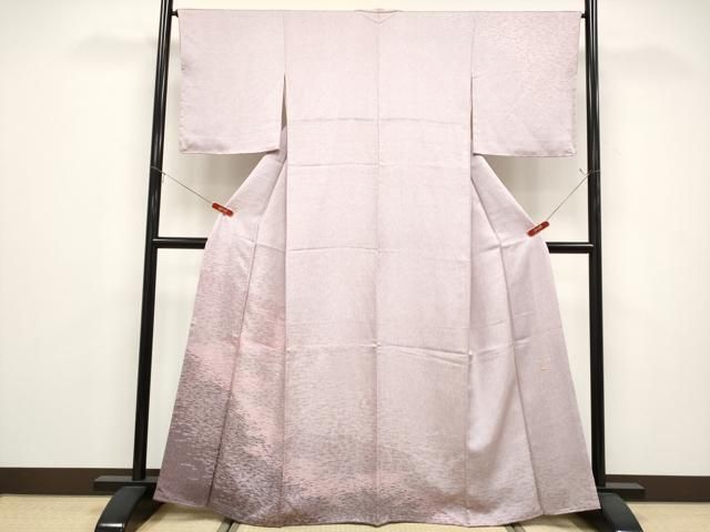 平和屋着物●寺山存男　訪問着　江戸小紋　霞文　万筋　白×紅藤色　正絹　逸品　未使用　CABG3379tx