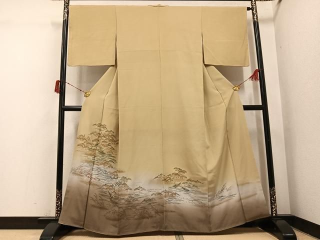 平和屋着物●色留訪問着　刺繍　浜松笹舟文　暈し染め　金糸　正絹　逸品　AABI7452ph