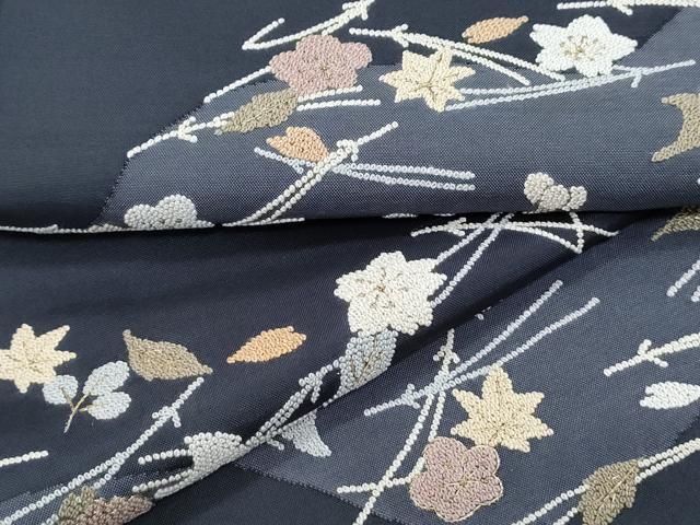 平和屋着物●中国三大刺繍　相良刺繍　総刺繍　訪問着　本場染大島紬　溢れ松葉　金糸　正絹　逸品　CABG8464th