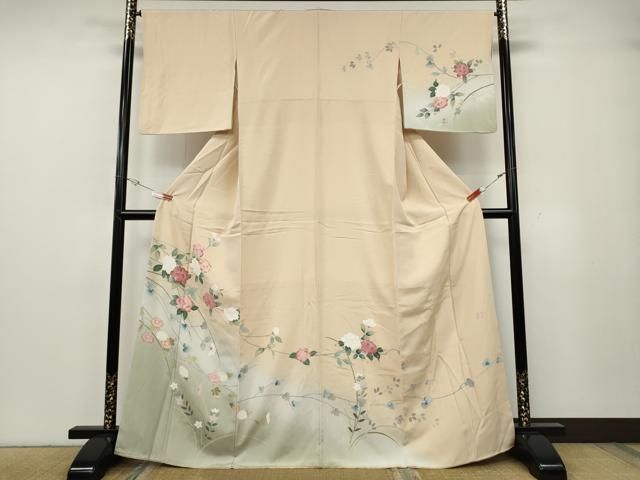 平和屋着物●訪問着　友禅　作家物　枝花文　暈し染め　正絹　逸品　CABG5479ut