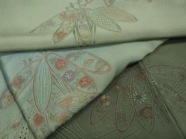 平和屋着物●中国三大刺繍　スワトウ相良刺繍　訪問着　流水草花文　暈し染め　正絹　逸品　CABG5487ut