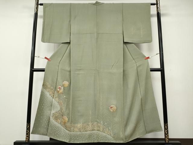 平和屋着物●訪問着　絞り　刺繍　雪輪草花文　金銀彩　正絹　逸品　CABG5498ut