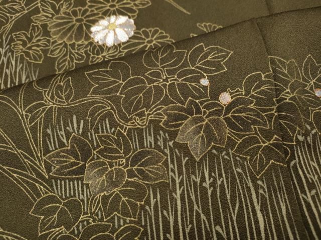 平和屋着物○訪問着 佐賀錦 駒刺繍 竹垣草花文 金彩 正絹 逸品