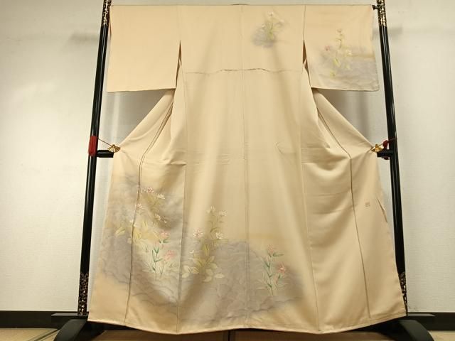 平和屋着物●訪問着　作家物　手描き　草花文　暈し染め　正絹　逸品　AABI1967fy