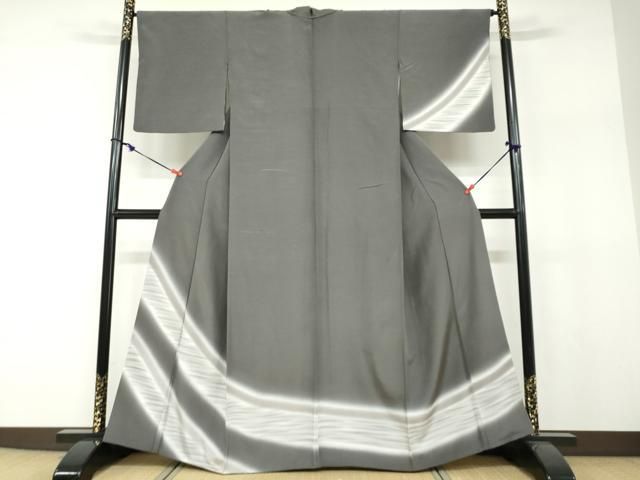 平和屋着物●訪問着　紬地　霞文　正絹　逸品　DABF1238ud