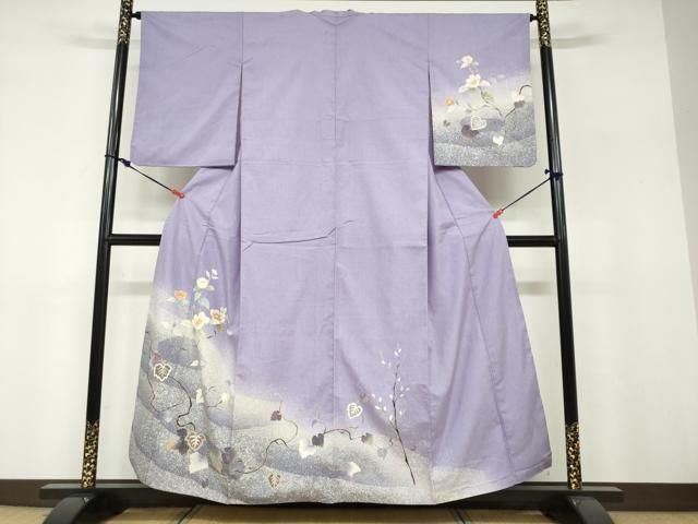 平和屋着物●訪問着　紬地　蔦の葉文　正絹　逸品　DABF1249ud