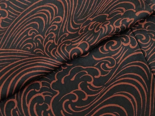 平和屋着物○訪問着 小糸染芸 立波文 黒地 正絹 逸品 DABF1325ud