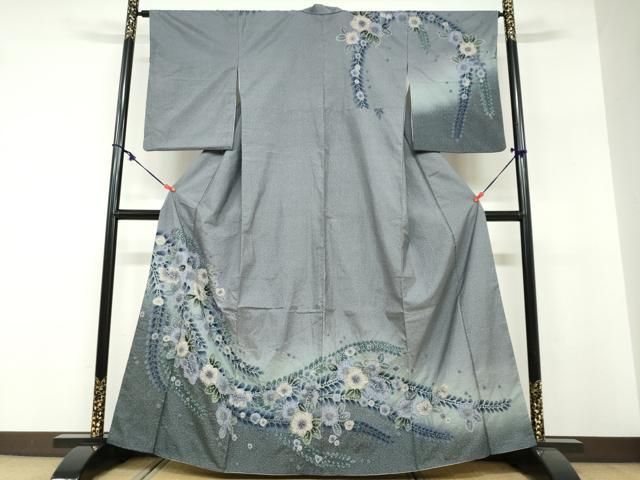 平和屋着物●本場大島紬　訪問着　絞り　辻が花　暈し染め　さが美扱い　正絹　逸品　DABF1334ud