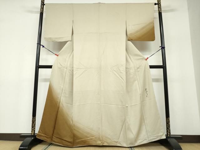 平和屋着物●染色作家 斉藤三才 訪問着 三才鳥地紋 暈し染め 正絹 逸品 未使用 DABF1379ud