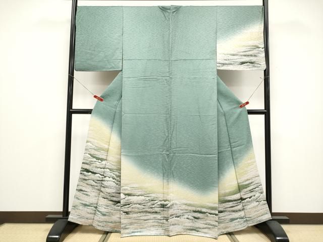 平和屋着物●訪問着　霞文　暈し染め　正絹　逸品　CABG3383tx