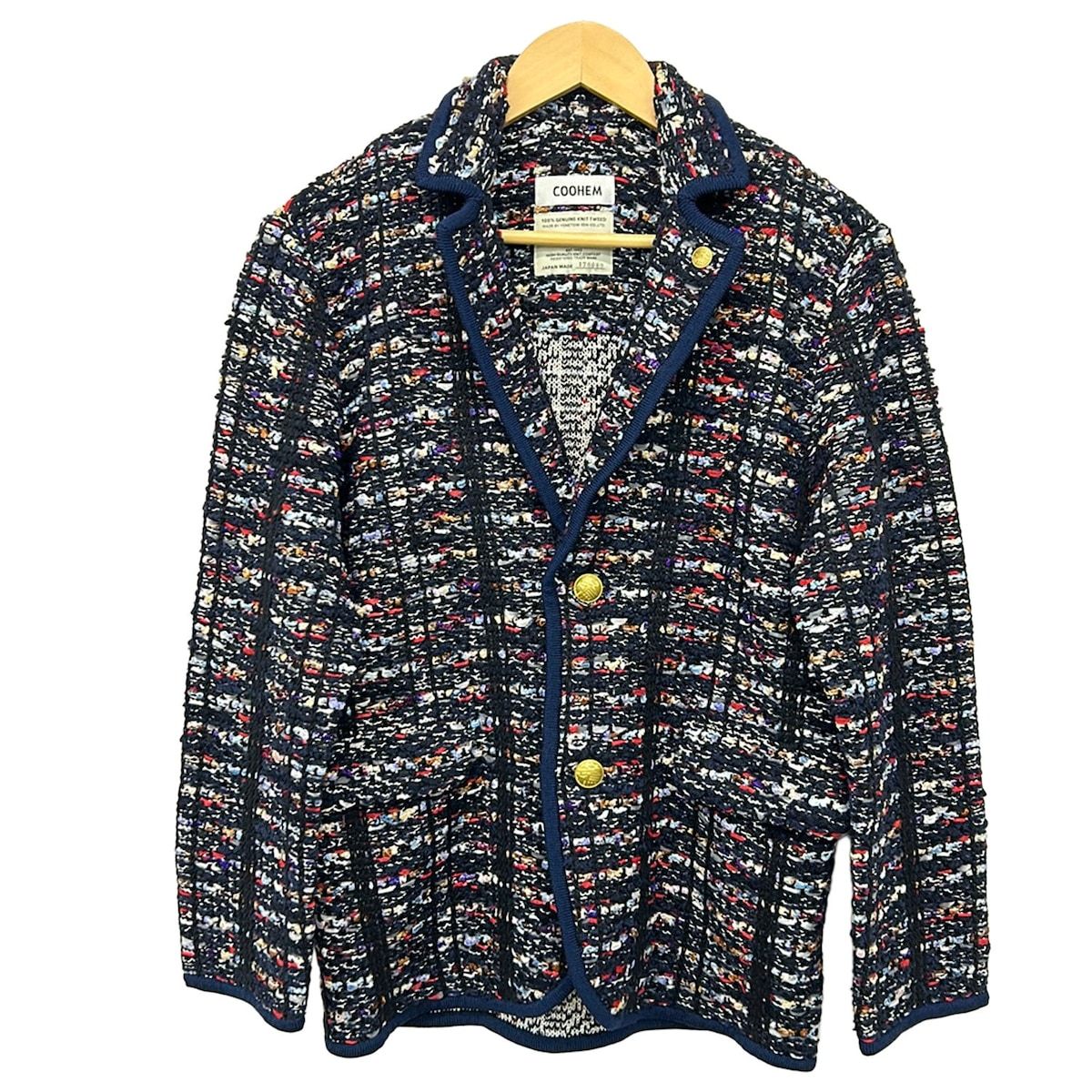 Coohem(コーヘン) ジャケット サイズ46 XL メンズ美品 - ネイビー×黒×マルチ 長袖/ツイード/Yonetomi/春/秋