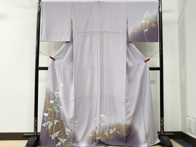 平和屋着物●訪問着　岡山工芸作　草花文　暈し染め　金銀彩　ロング丈　正絹　逸品　CABG0443yc
