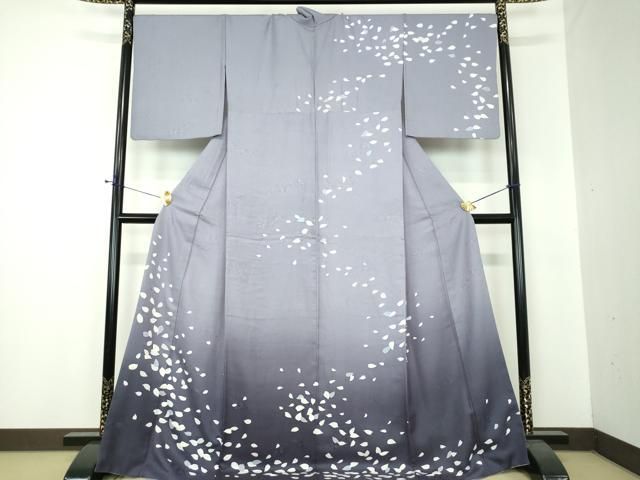 平和屋着物●訪問着　背抜き仕立て　舞桜　暈し染め　ロング丈　正絹　逸品　DABF7247ps