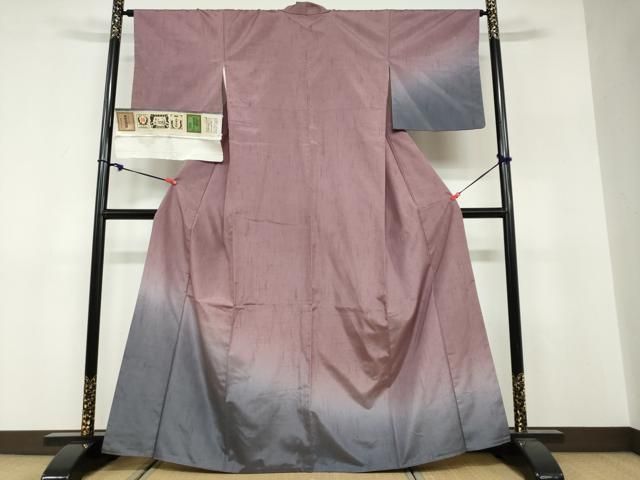 平和屋着物●結城紬　訪問着　霞文　正絹　逸品　DABF1523ud