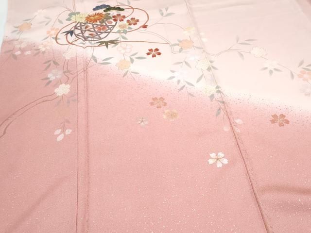 平和屋着物○谷崎潤一郎の世界 訪問着 駒刺繍 花籠文 暈し染め 金彩 反