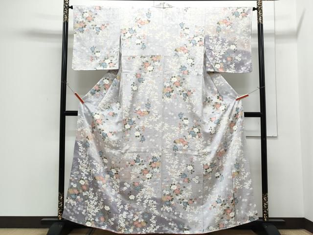 平和屋着物●訪問着　草花文　暈し染め　正絹　逸品　CABH3613th
