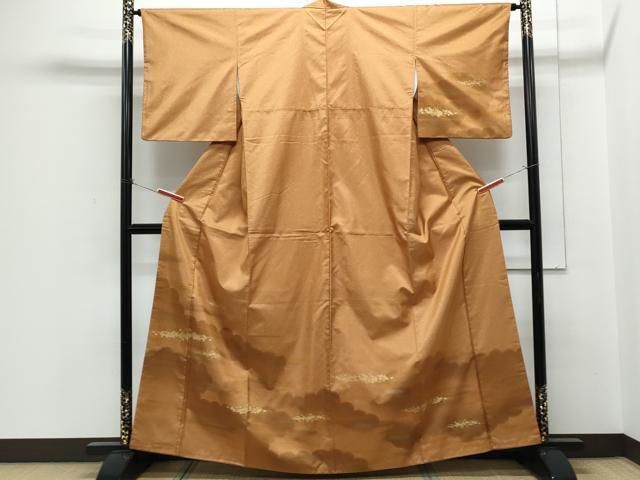 平和屋着物●訪問着　本場染大島紬　雲重ね文　金彩　正絹　逸品　CABH3635th