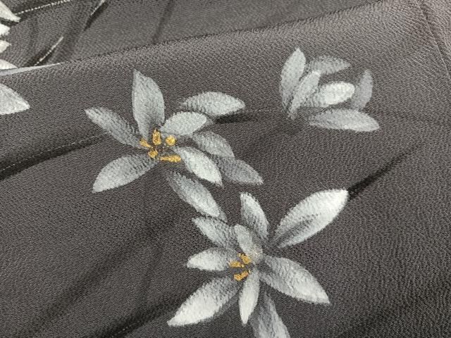 平和屋着物○訪問着 手描き 草花文 金彩 鬼しぼ縮緬 正絹 逸品