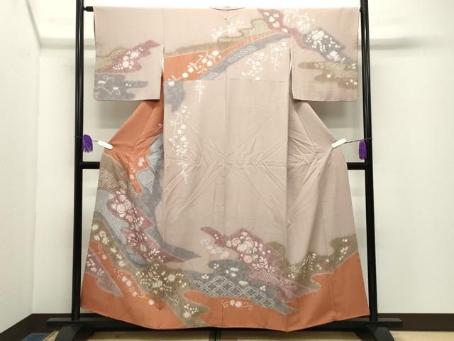 平和屋着物●訪問着　辻が花　絞り　暈し染め　正絹　逸品　CABG4486gh