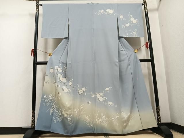 平和屋着物○訪問着 友禅 作家物 純 枝花文 暈し染め 正絹 逸品