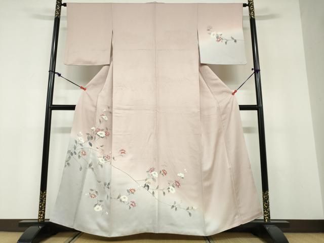 平和屋着物●訪問着　友禅　作家物　枝花文　暈し染め　正絹　逸品　DABF1553ud