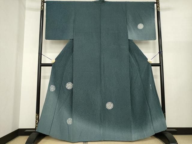 平和屋着物●訪問着　作家物　刺繍　花亀甲文　伊と幸　浜ちりめん　反端付き　正絹　逸品　AABJ1412ck