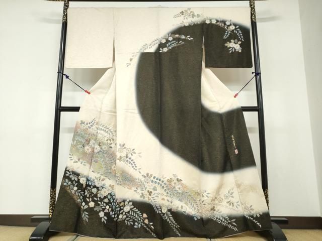 平和屋着物●訪問着　作家物　絞り　辻が花　金彩　金通し地　反端付き　正絹　逸品　DABF1577ud