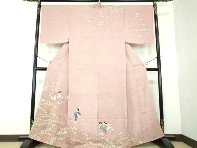 平和屋着物●十日町友禅作家　関口遼一　訪問着　総杢目絞り　童子遊び　暈し染め　正絹　逸品　DABF7487ps