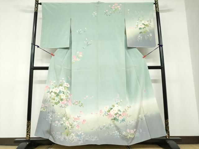 平和屋着物●訪問着　友禅　作家物　草花文　暈し染め　正絹　逸品　未使用　DABF1624ud