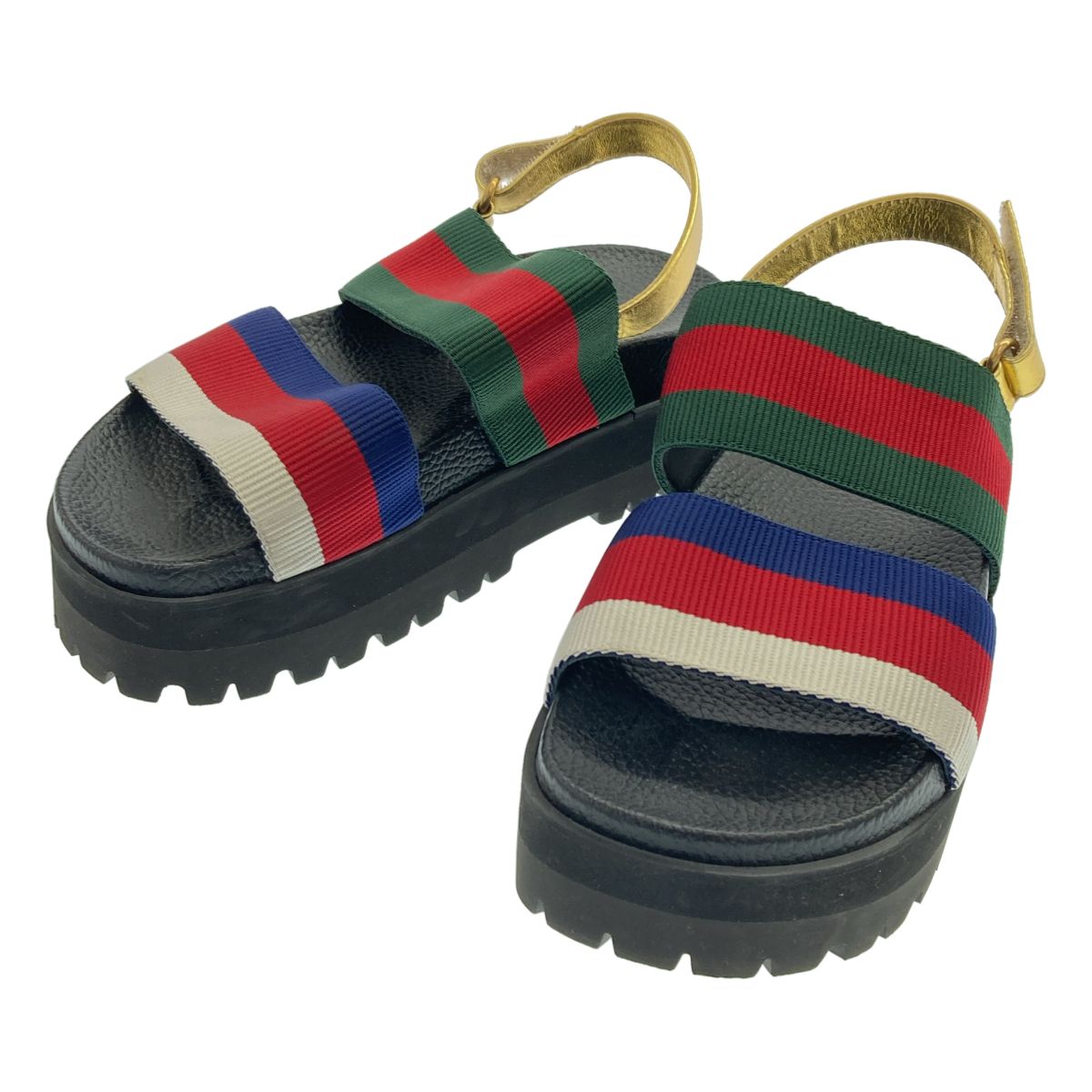 GUCCI グッチ ウェブ ストライプ プラットフォームサンダル 454652 ミックス 36 1/2