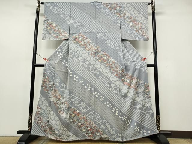 平和屋着物●訪問着　絞り　斜線吉祥花文　高島屋扱い　正絹　逸品　CABH2606ut
