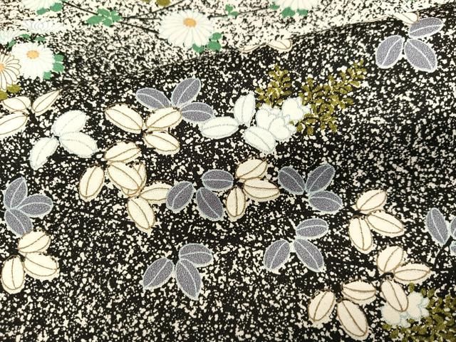 平和屋着物○訪問着 枝花文 たたき染め 黒地 正絹 逸品 AABJ1283ph