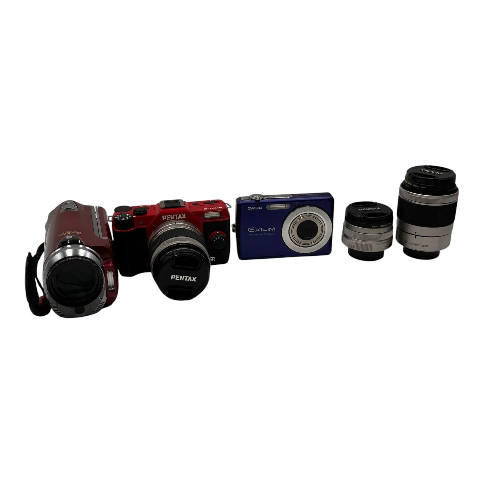 ■PENTAX Q10 レッド ダブルレンズセット CASIO EX-Z700 ブルー JVC Everio GZ-HM570-R ビデオカメラ まとめ2516714,2516714