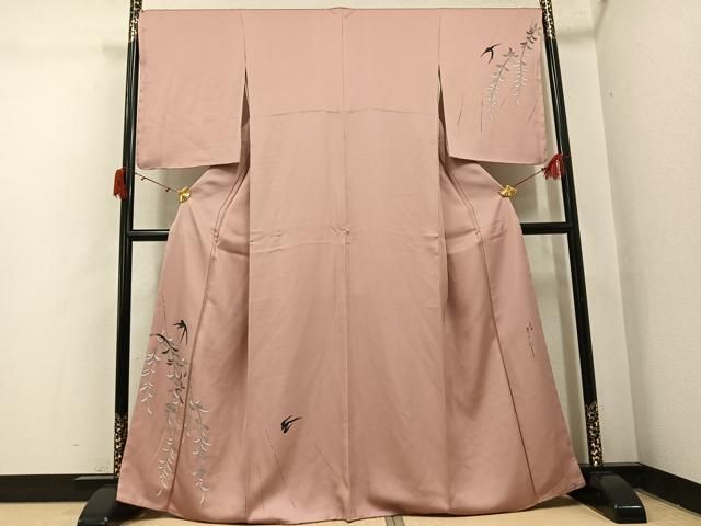 平和屋着物●二代目清次郎　手描き　訪問着　燕　正絹　逸品　AABJ1321ph