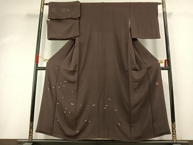 平和屋着物●日本舞踊家 岩井流宗元　岩井友見　訪問着　舞蝶文　金糸　丹後ちりめん　反端付き　正絹　逸品　AABI9156fy